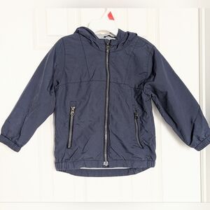 GAP Kids' (3 Years) Blue Hooded Jersey-Lined Zip-Front Windbreaker/Rain Jacket